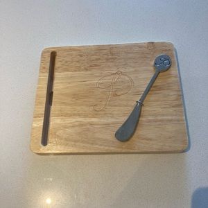 Indigo Monogrammed Cheese Board
